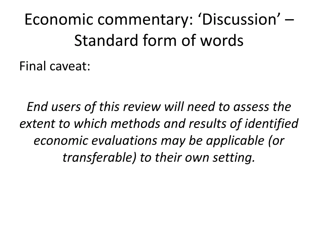 economic commentary discussion standard form 1