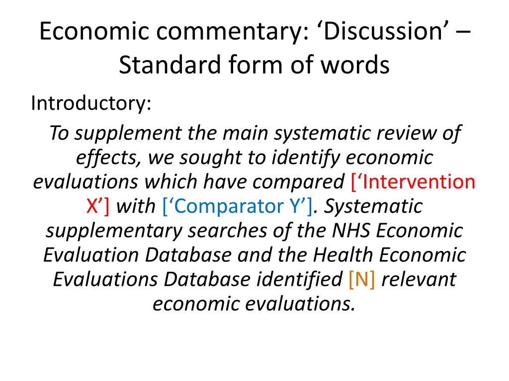 economic commentary discussion standard form