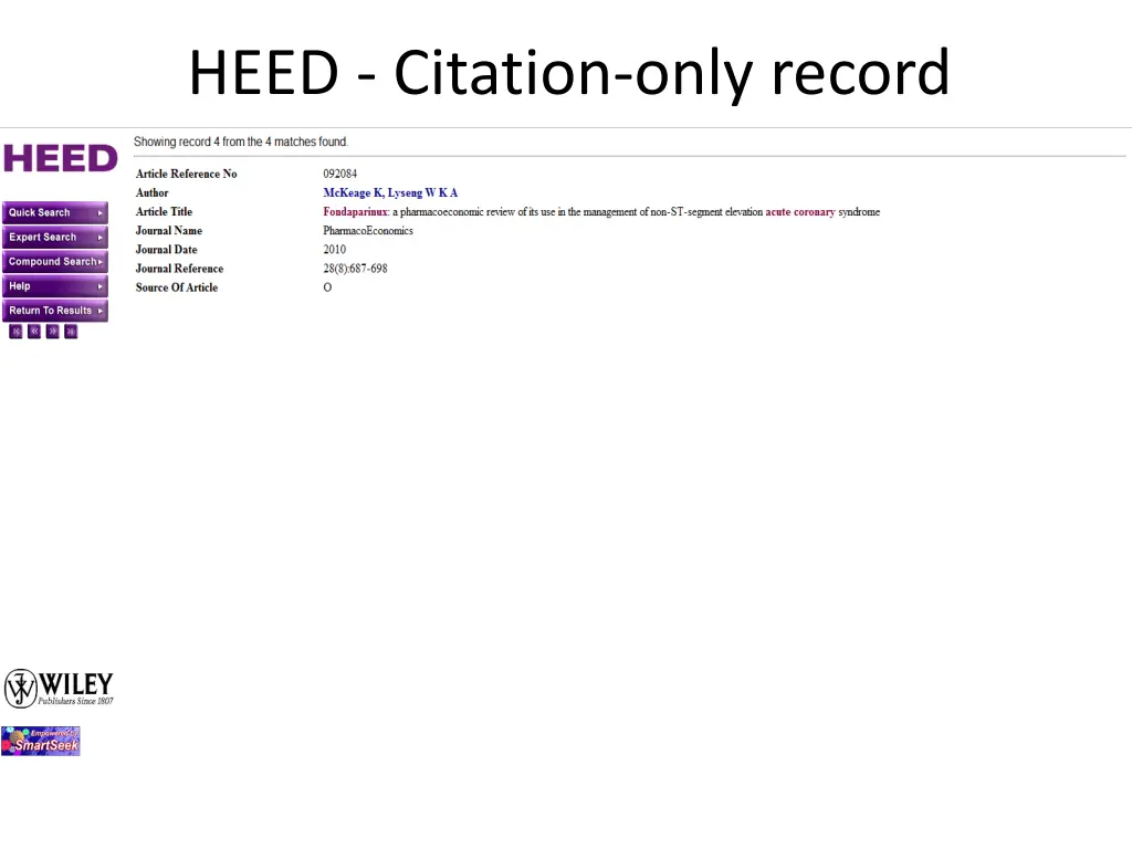 heed citation only record