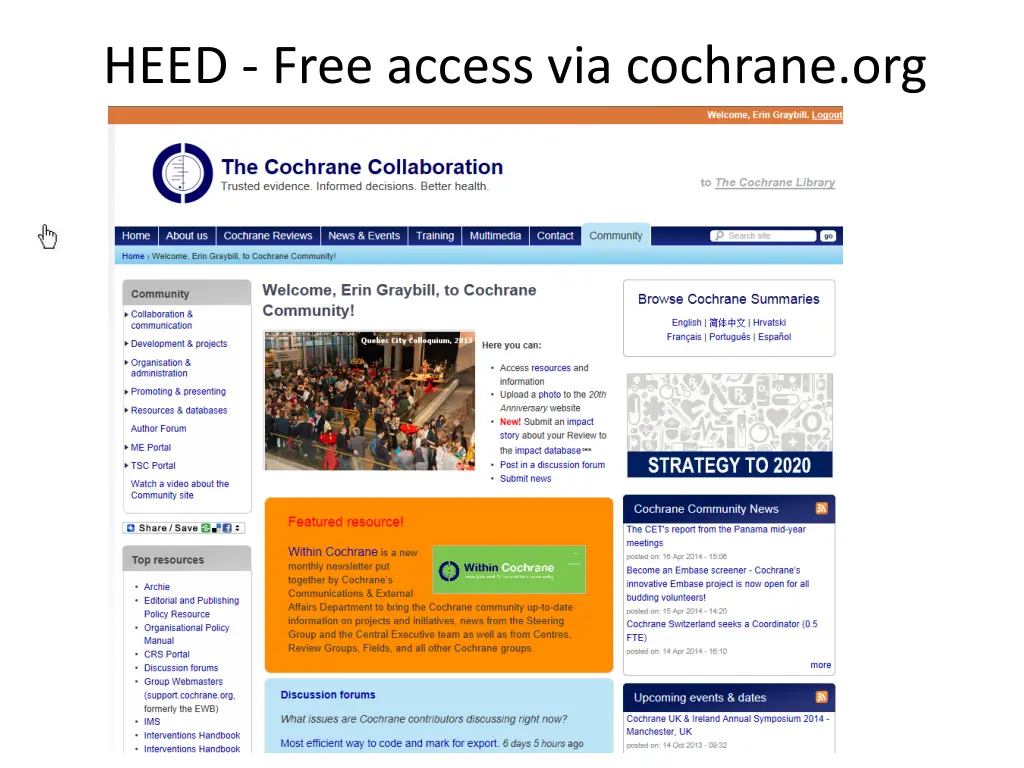 heed free access via cochrane org