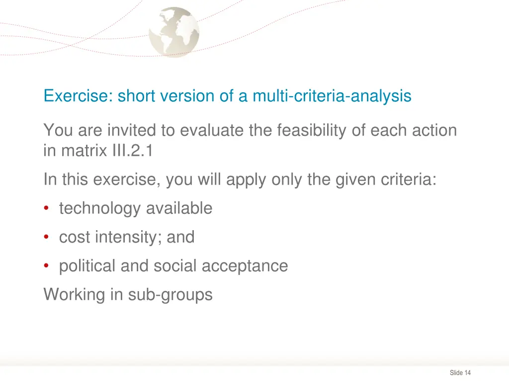 exercise short version of a multi criteria