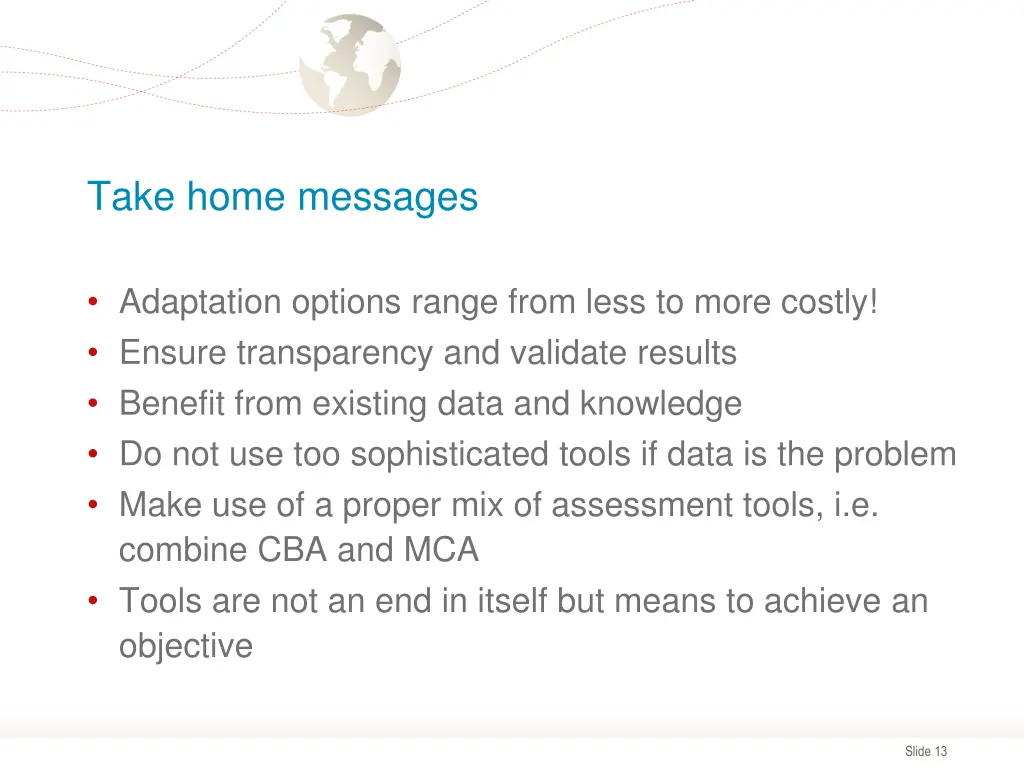 take home messages