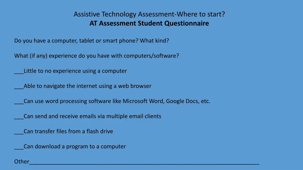 assistive technology assessment where to start