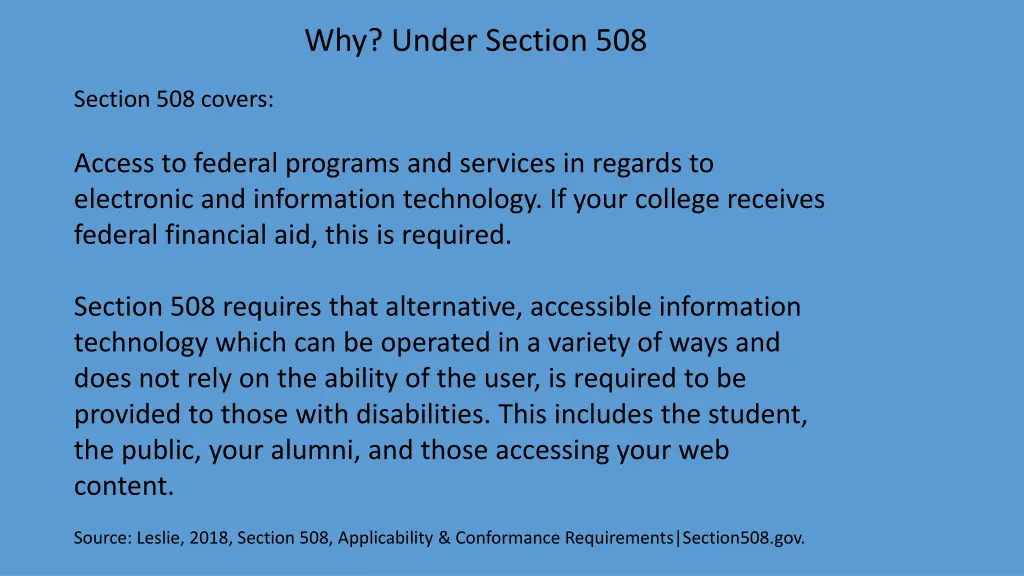 why under section 508