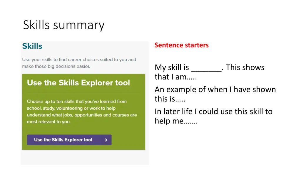 skills summary