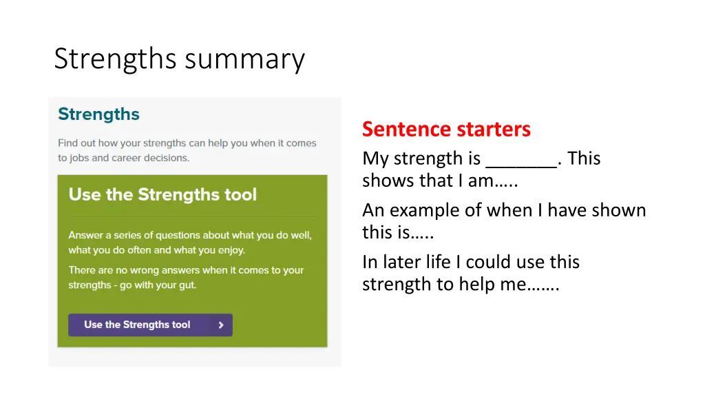 strengths summary