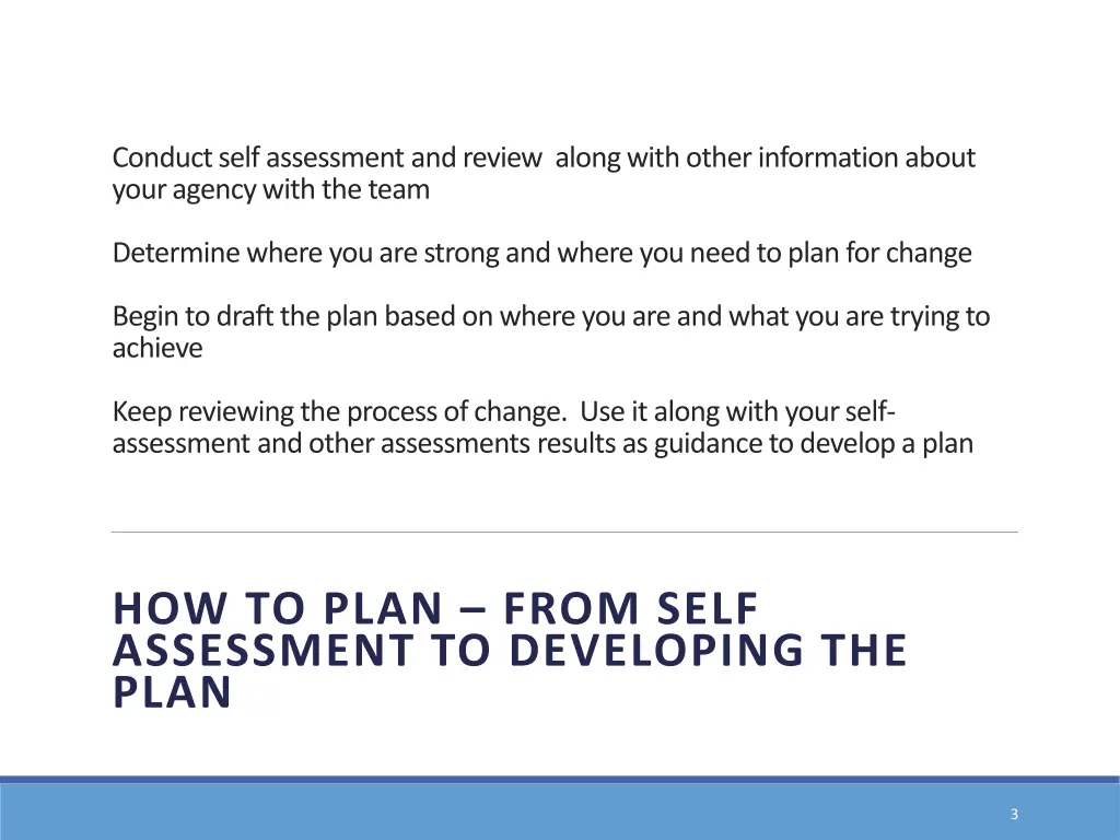 conduct self assessment and review along with