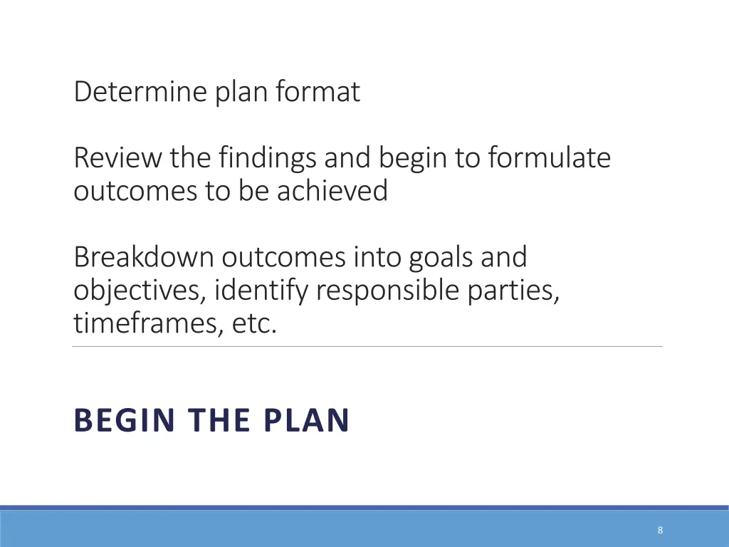 determine plan format