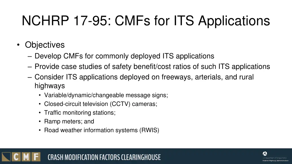 nchrp 17 95 cmfs for its applications