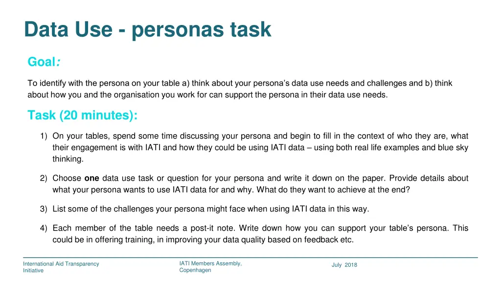 data use personas task