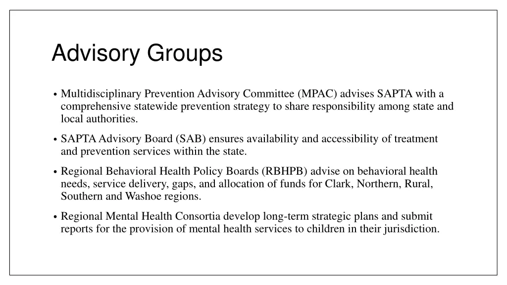 advisory groups