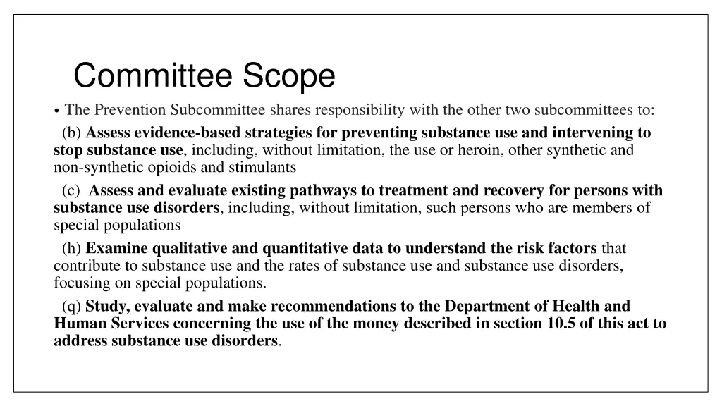 committee scope the prevention subcommittee