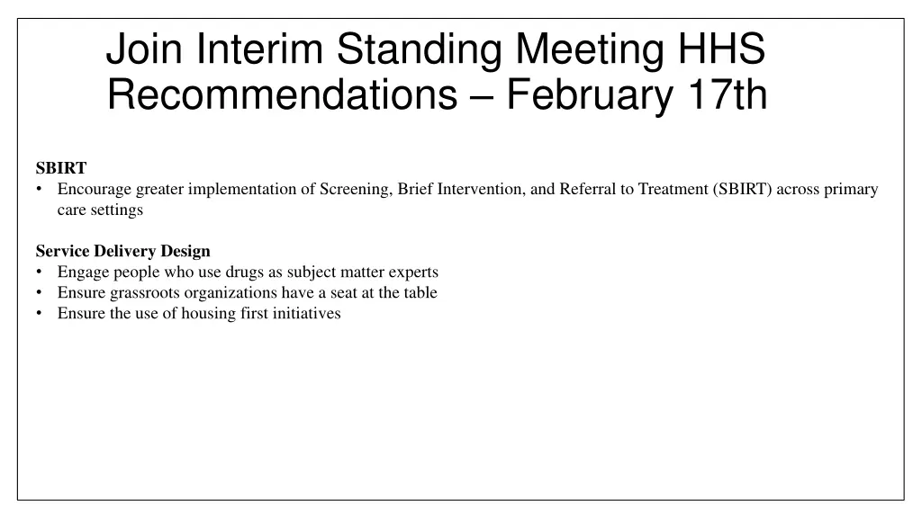 join interim standing meeting hhs recommendations 1