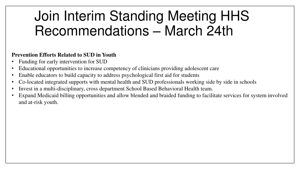 join interim standing meeting hhs recommendations 2