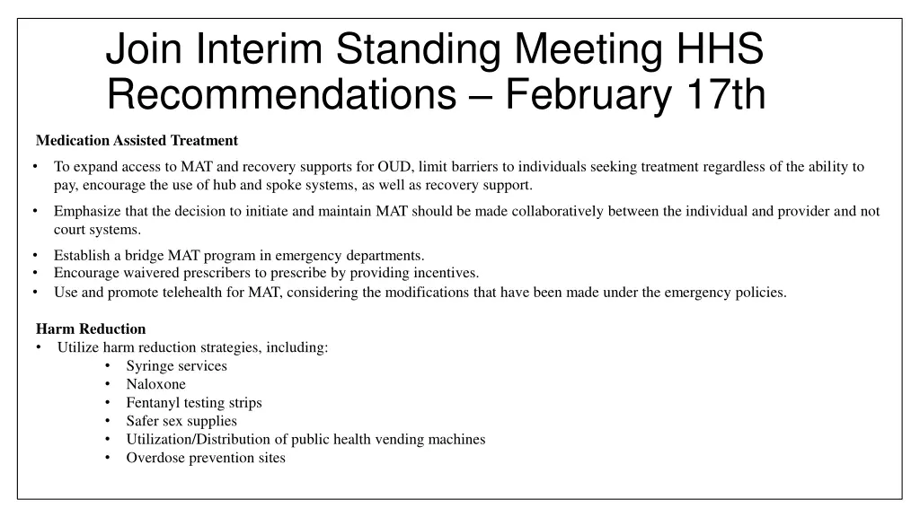 join interim standing meeting hhs recommendations