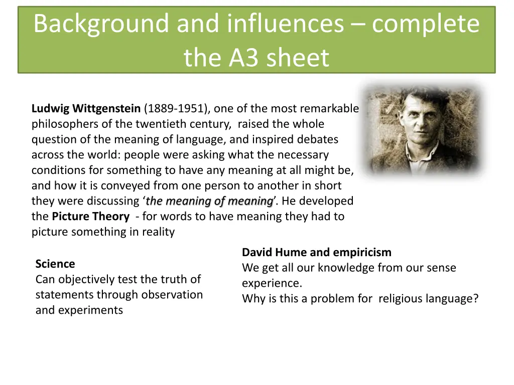 background and influences complete the a3 sheet