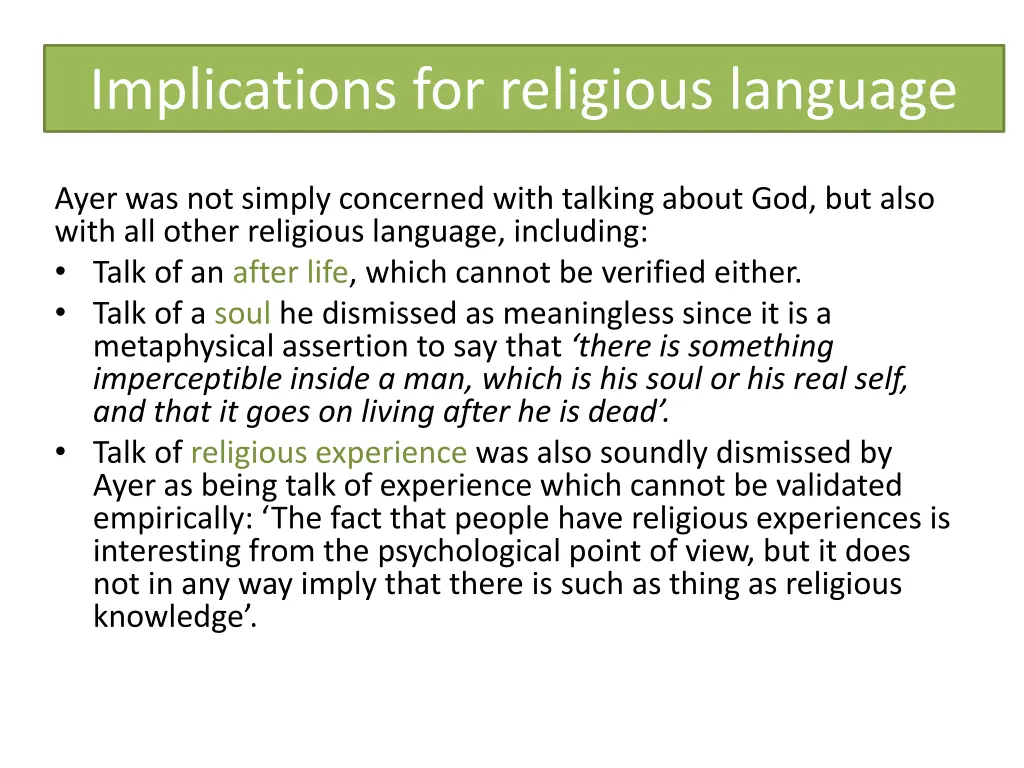 implications for religious language 1