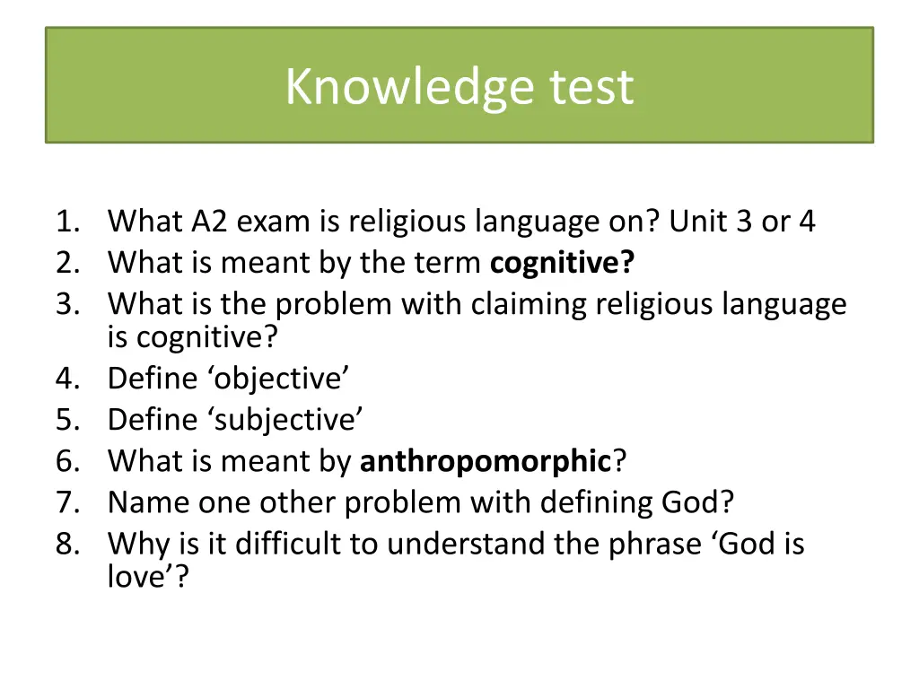 knowledge test