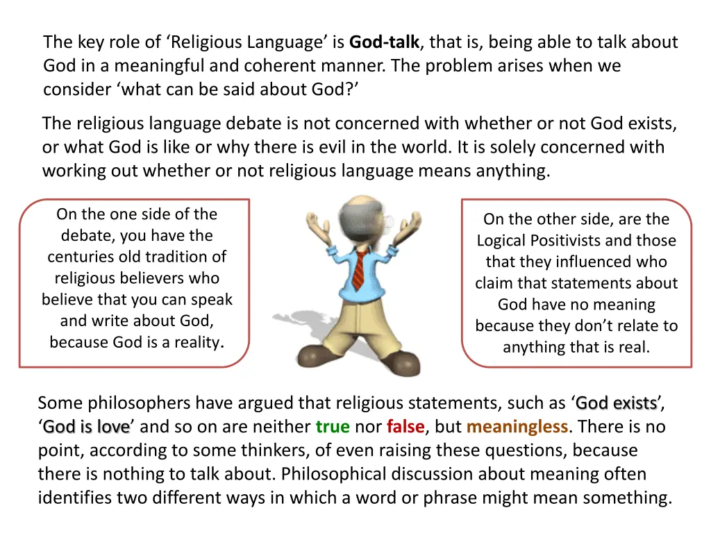 the key role of religious language is god talk