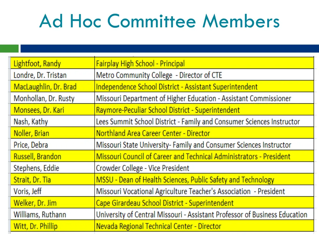 ad hoc committee members 1