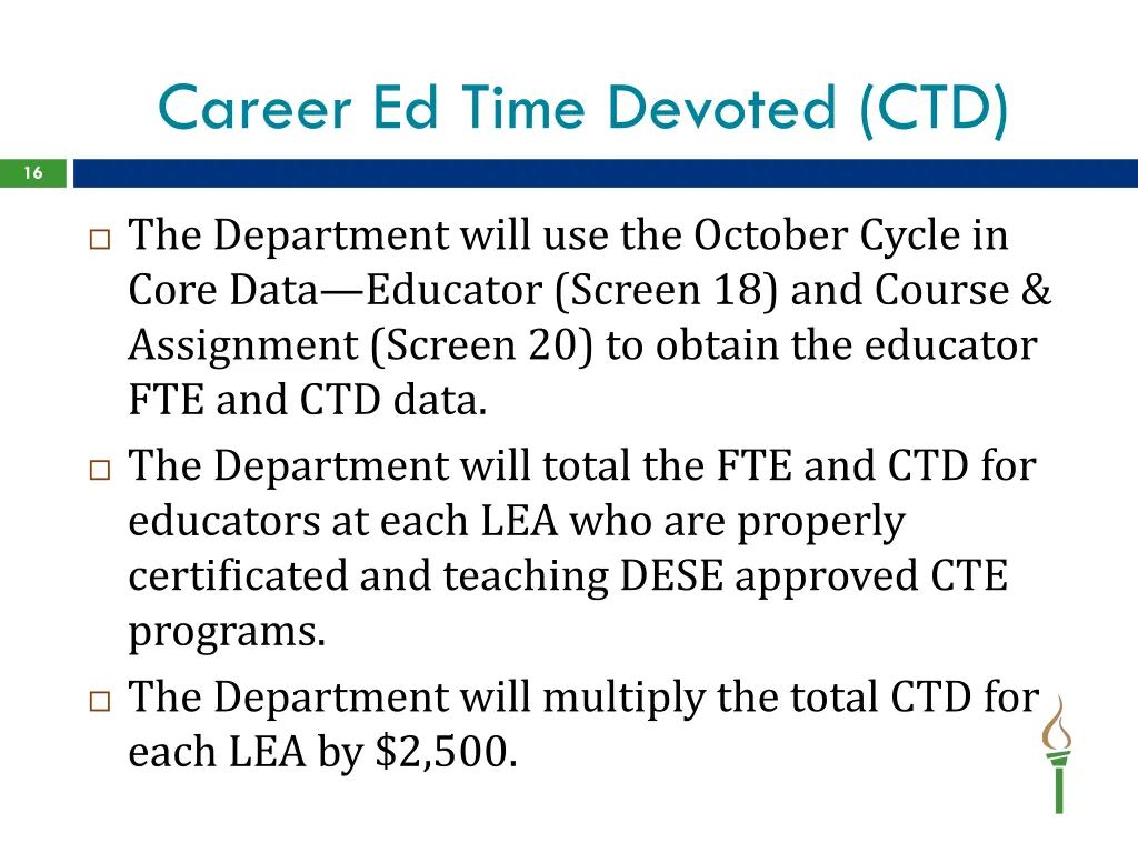 career ed time devoted ctd