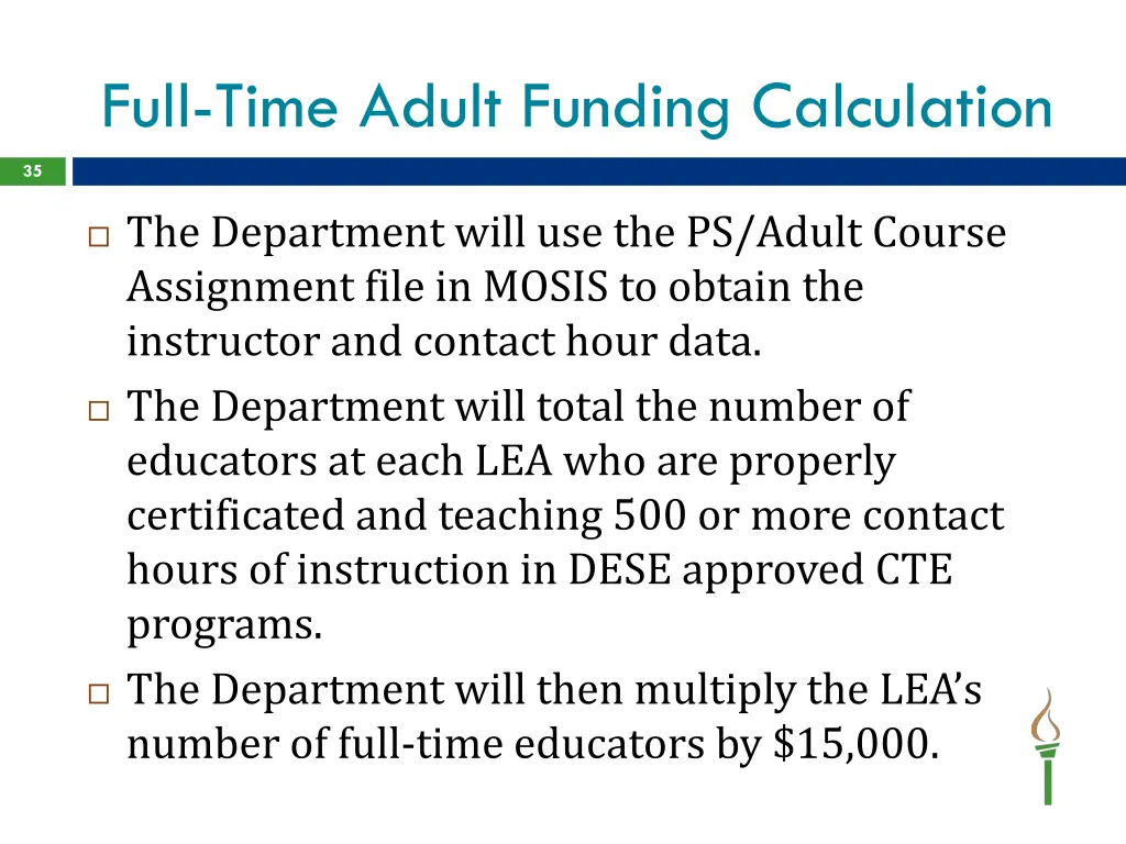 full time adult funding calculation