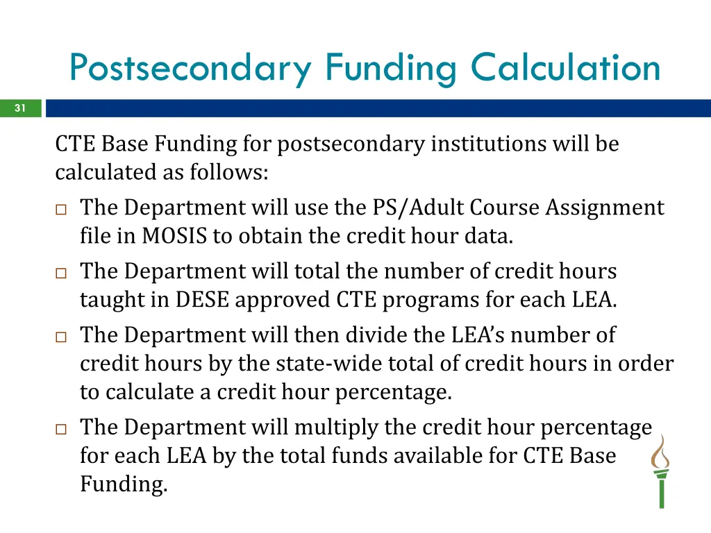 postsecondary funding calculation