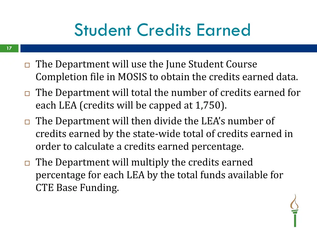 student credits earned