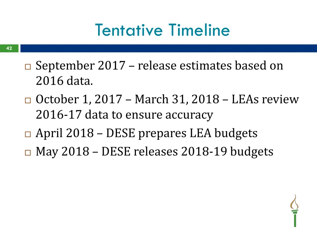 tentative timeline