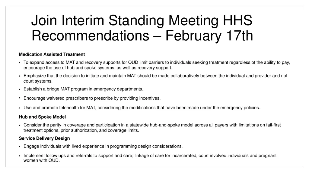 join interim standing meeting hhs recommendations