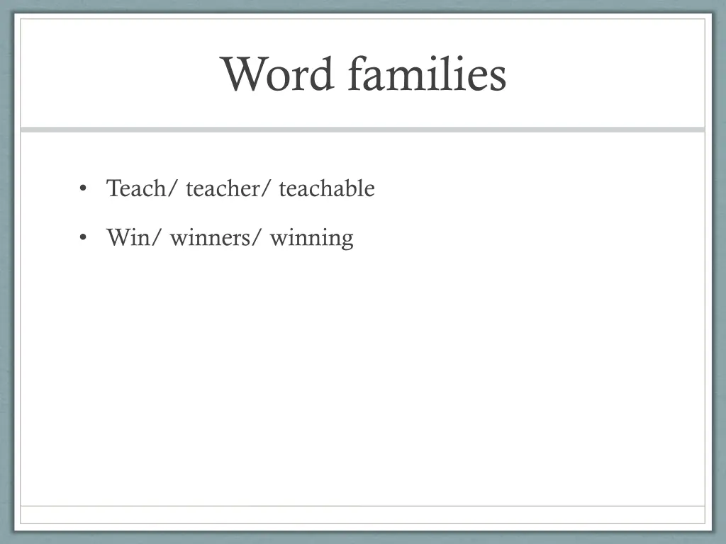 word families