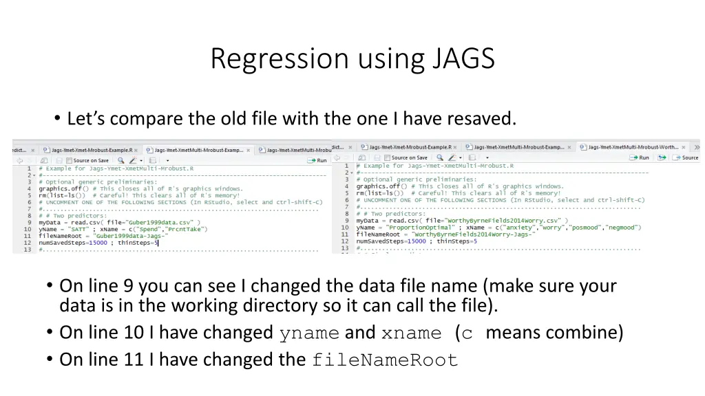 regression using jags 12