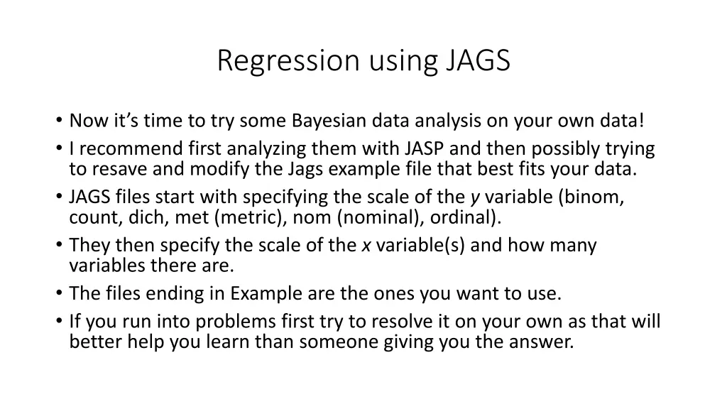 regression using jags 14