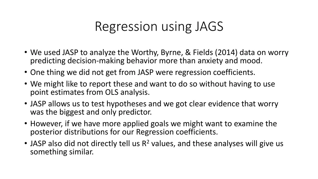 regression using jags