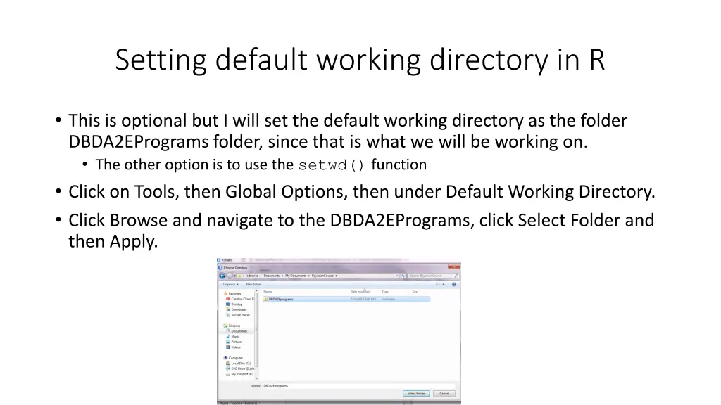 setting default working directory in r