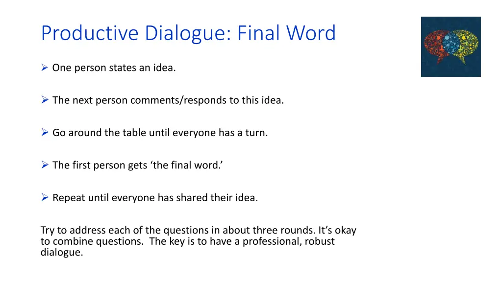 productive dialogue final word