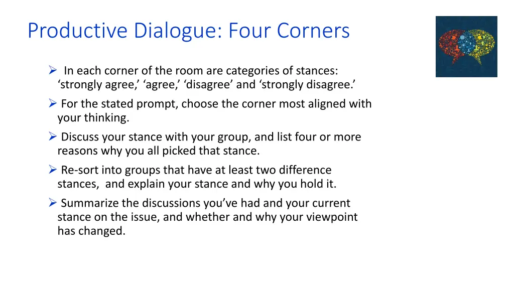 productive dialogue four corners