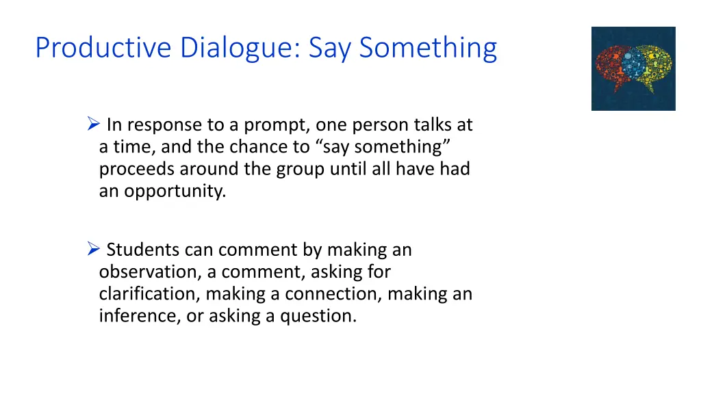 productive dialogue say something