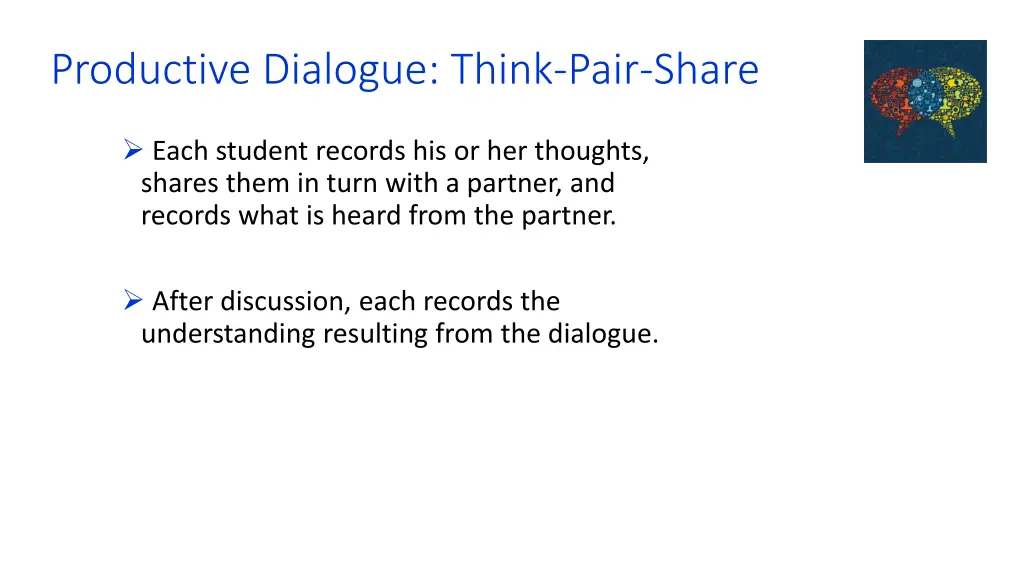 productive dialogue think pair share