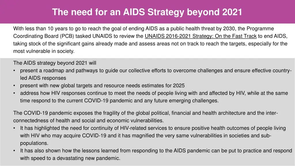 the need for an aids strategy beyond 2021