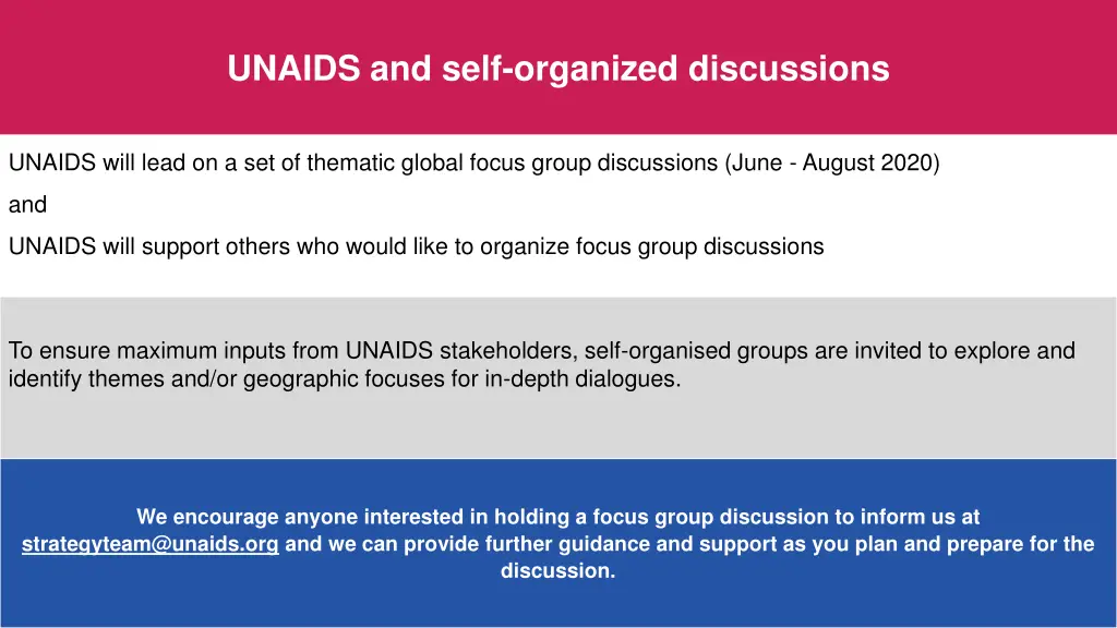 unaids and self organized discussions