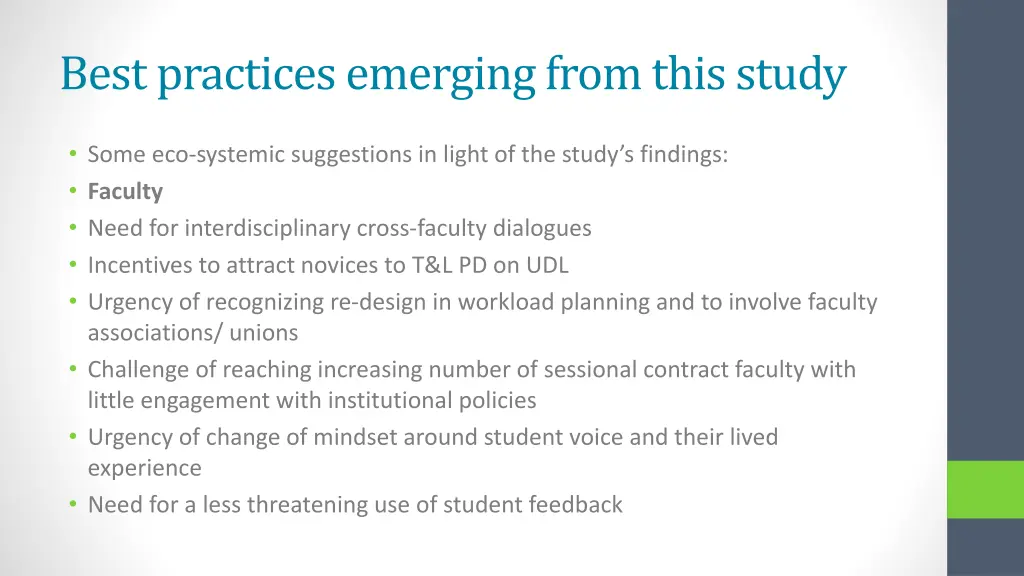 best practices emerging from this study