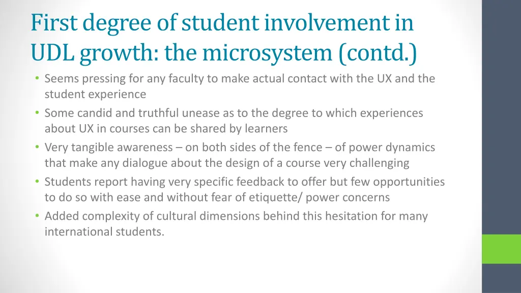 first degree of student involvement in udl growth 1