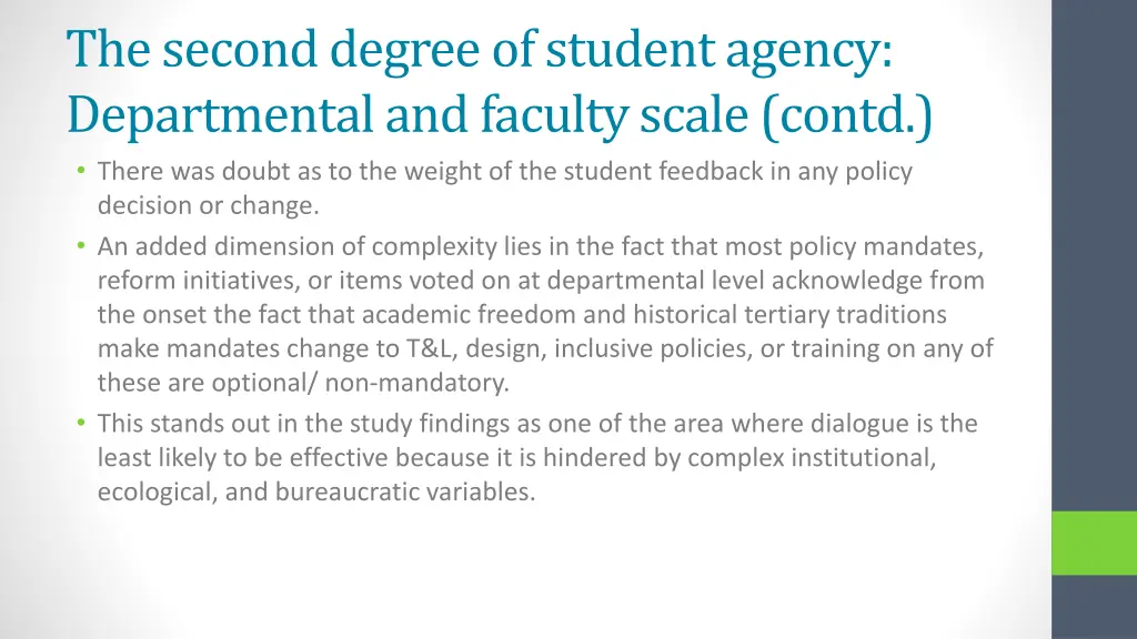 the second degree of student agency departmental 1