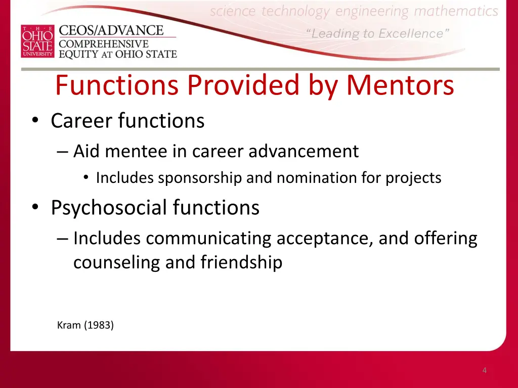 functions provided by mentors