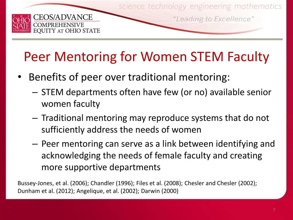 peer mentoring for women stem faculty