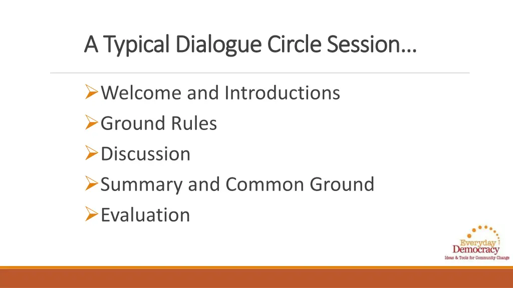 a typical dialogue circle session a typical