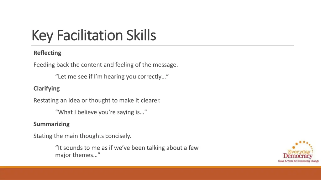 key facilitation skills key facilitation skills