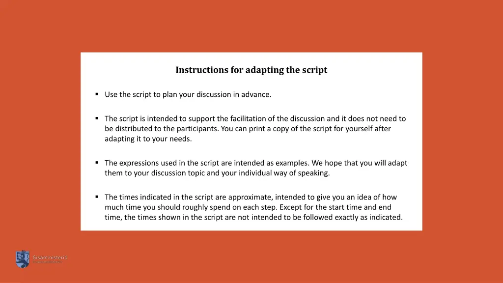 instructions for adapting the script