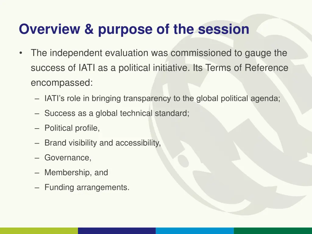 overview purpose of the session